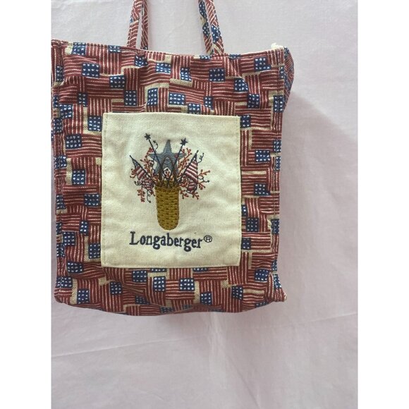 Longaberger American Flag 100% Cotton Small Double Handle Patriotic Tote Bag - Picture 1 of 3